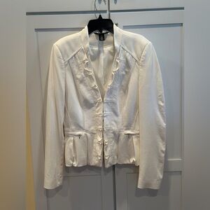 White House Black Market Ruffled Winter White Blazer - fits like 4/6